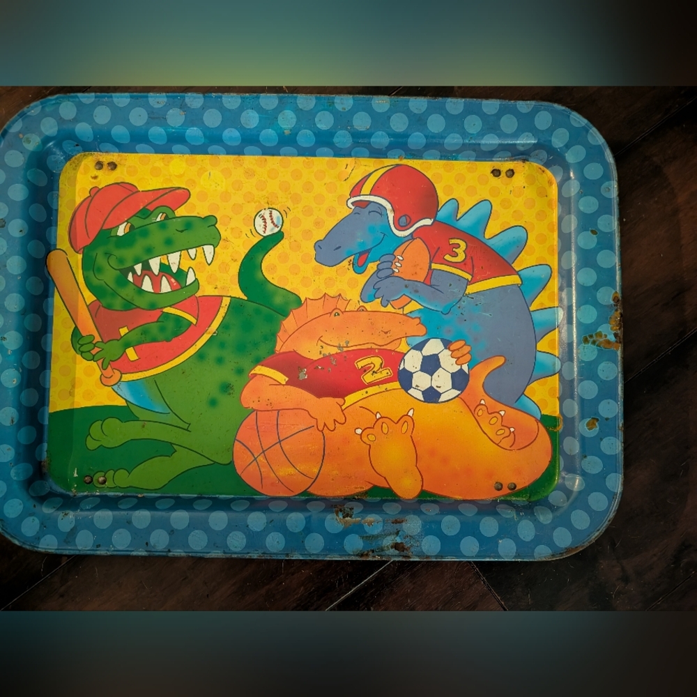 Vintage Kids Sports Dinosaur Tray